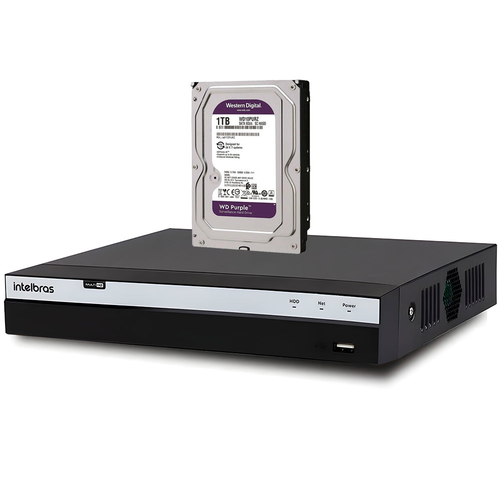 DVR Gravador de Vídeo Digital Com 4 Canais, Intelbras MHDX 3104, Com HD 1TB Western Digital