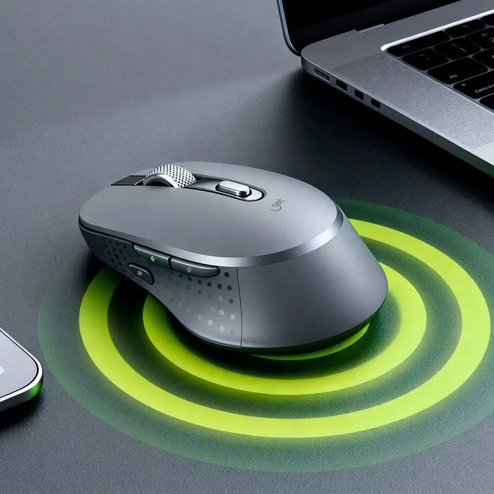 Mouse Sem Fio Bluetooth 5.1 USB, Recarregável Get Silence, 7 botões, 1600DPI, Grafite