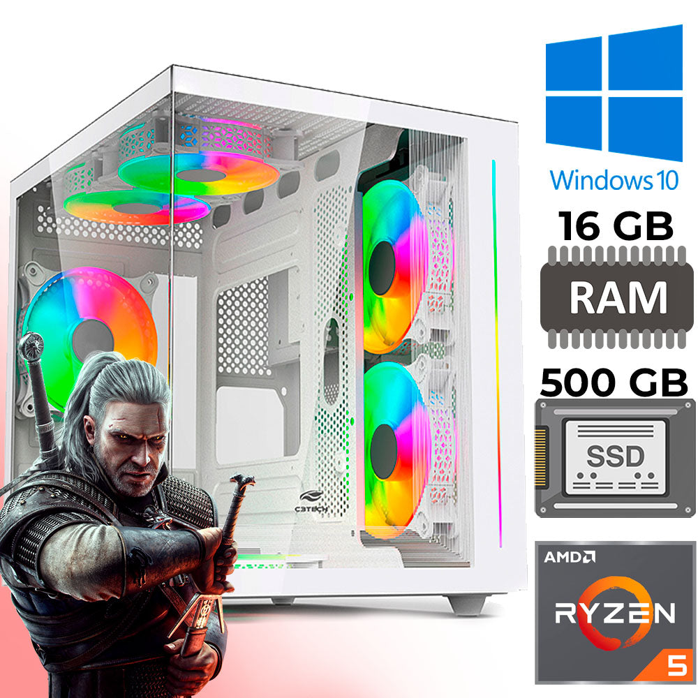 Computador Gamer Ryzen 5 5600GT, Vega 7, RAM 16GB DDR4, SSD M.2 NVMe 500GB, Windows 10 Pro, Aquario
