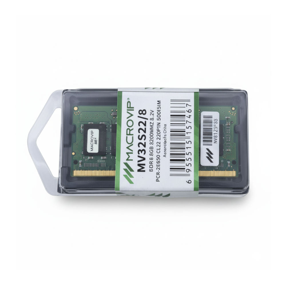 Memória RAM Notebook Macrovip 8GB 3200MHz DDR4 SODIMM, 1.2V, CL22, 260 Pinos, PC4-25600 – MV32S228