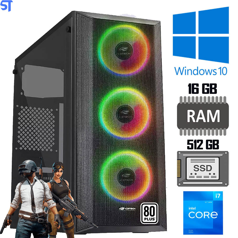 Computador Gamer i7-10700F -Gigabyte H470M - RAM 16GB - SSD 512GB - Placa de Vídeo 4GB - Fonte 750w - Gab G220BK, Win 10