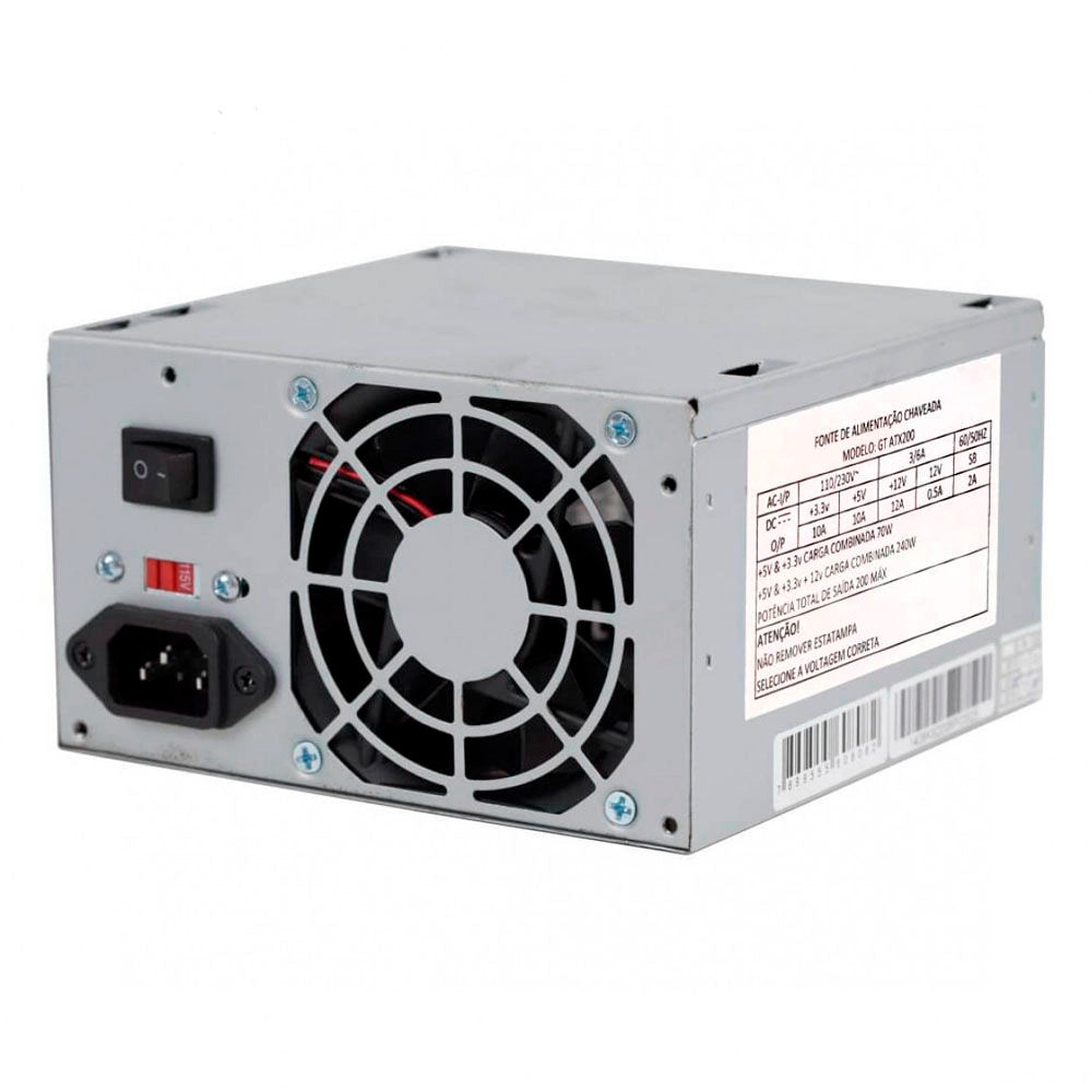 Fonte de Alimentação ATX Goldentec, 200W Real, Com Cabo de Força, S/Caixa