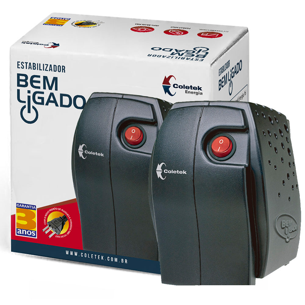 Estabilizador Bivolt ES-500VA Entrada 220v Manual - Saída 115V Bem Ligado Coletek Energia