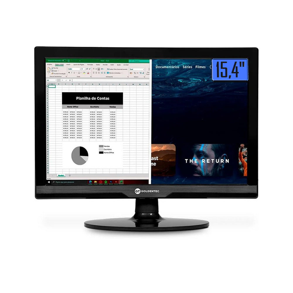 Computador Core i3-3240-SSD 120GB-Memória Ram 4GB-Slim Horizontal e Vertical- Com Monitor 15 HDMI e Windows 10 Tecla
