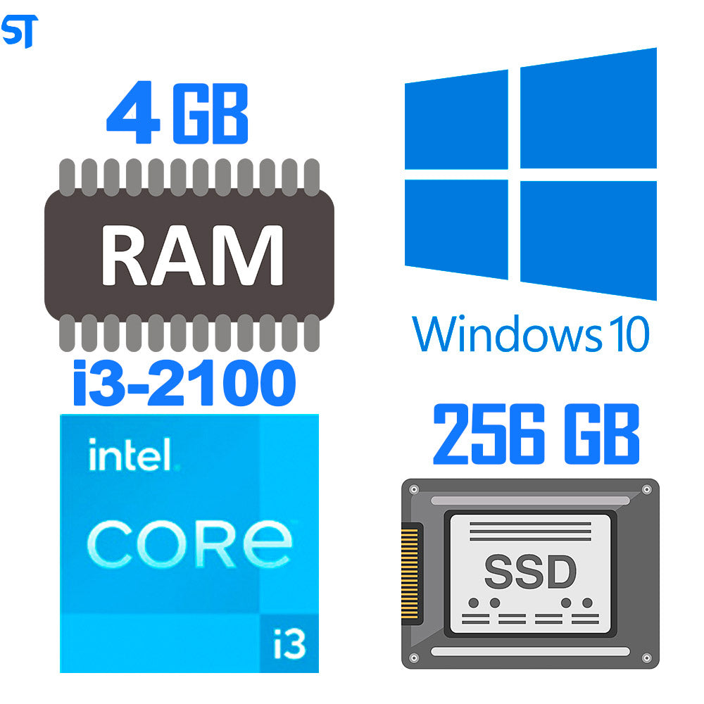 Computador Core i3-2100-HD SSD 256GB -Memória Ram 4GB- Windows 10- Brinde Mouse Pad
