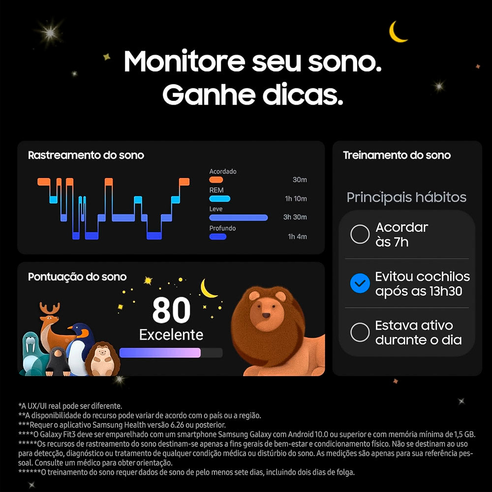 Smartwatch Samsung Galaxy Fit3 Display 1.6" Prata,  Pulseira Esportiva, Resistente À Água, Monitor Cardíaco