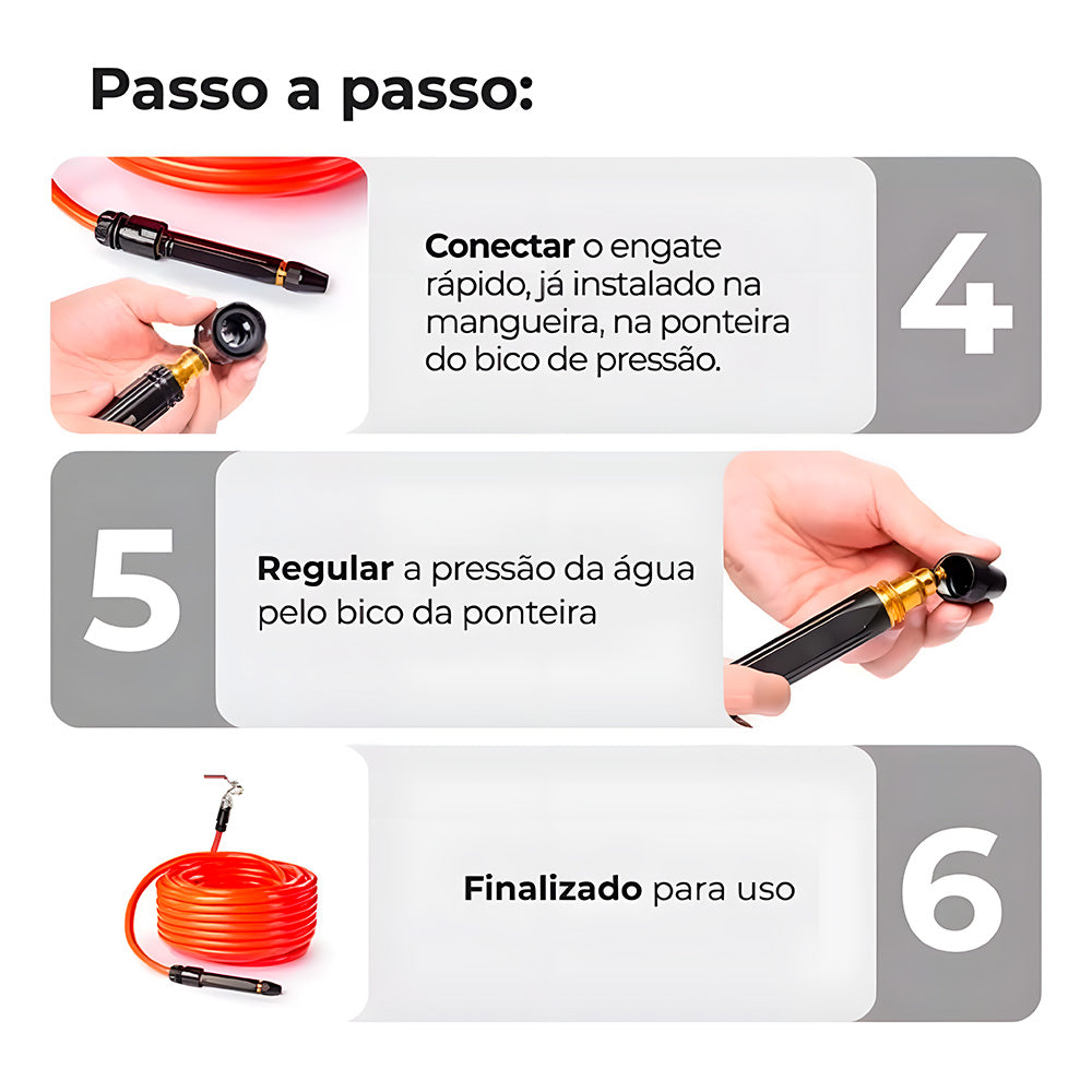 Bico de Alta Pressão Para Mangueira, Com Jato de Água, 3 em 1, KAPBOM, KA-1235