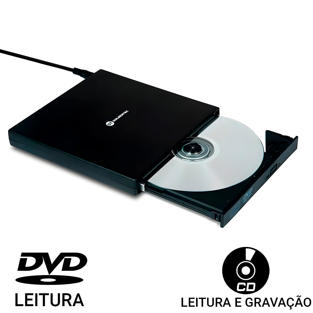 Leitor e Gravador de CD, Leitor de DVD Externo Portátil USB | GT Pop UP GT-Goldentec Preto