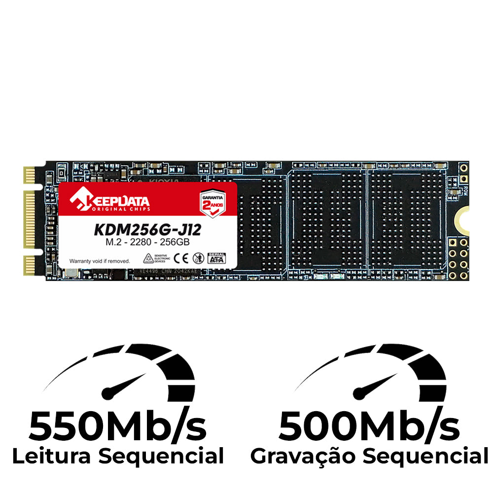 SSD M.2 SATA III Keepdata KDM256G-J12 256GB 2280 Leitura 550MB/s Gravação 500MB/s
