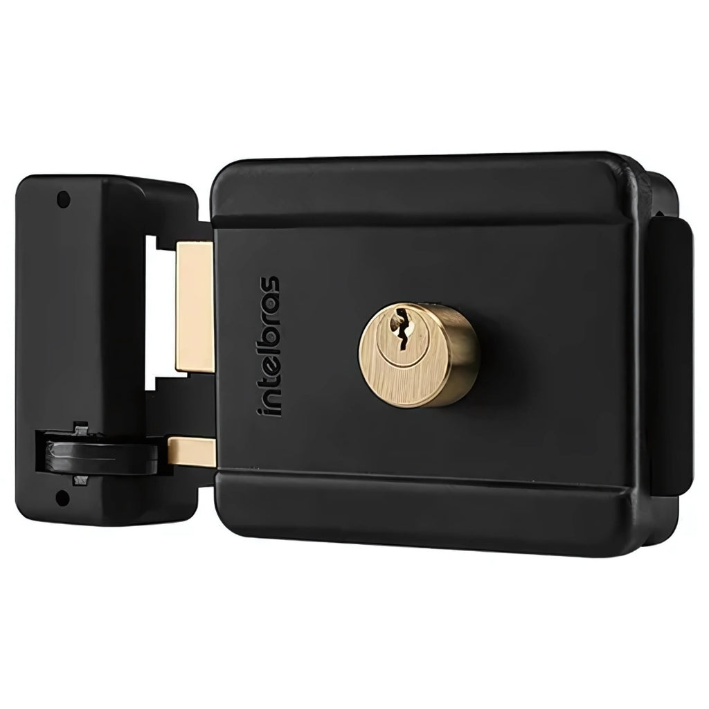 Fechadura Elétrica de Sobrepor FX 500 Intelbras, Cilindro Fixo 40 mm, Compacta, Aço – Preto