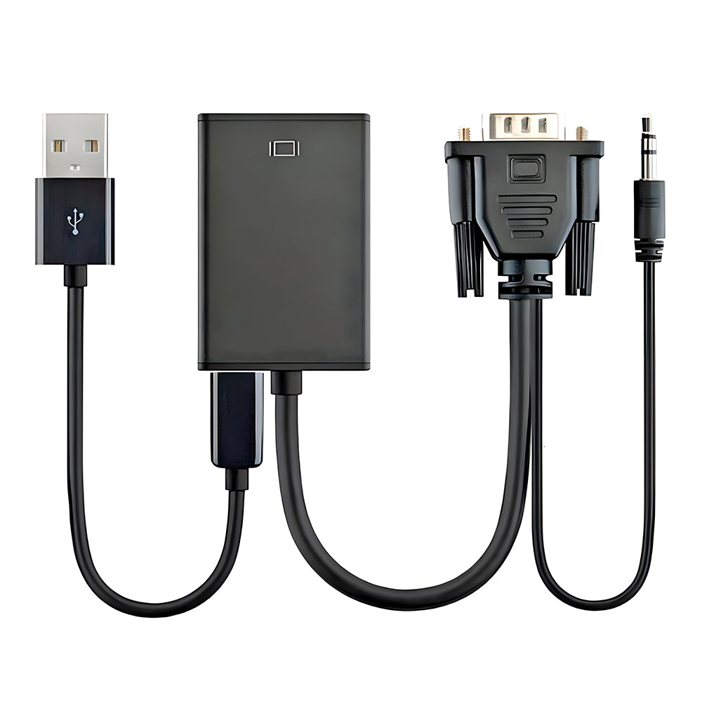 Cabo Conversor VGA Para HDMI Com Áudio e Vídeo 1080P - Preto