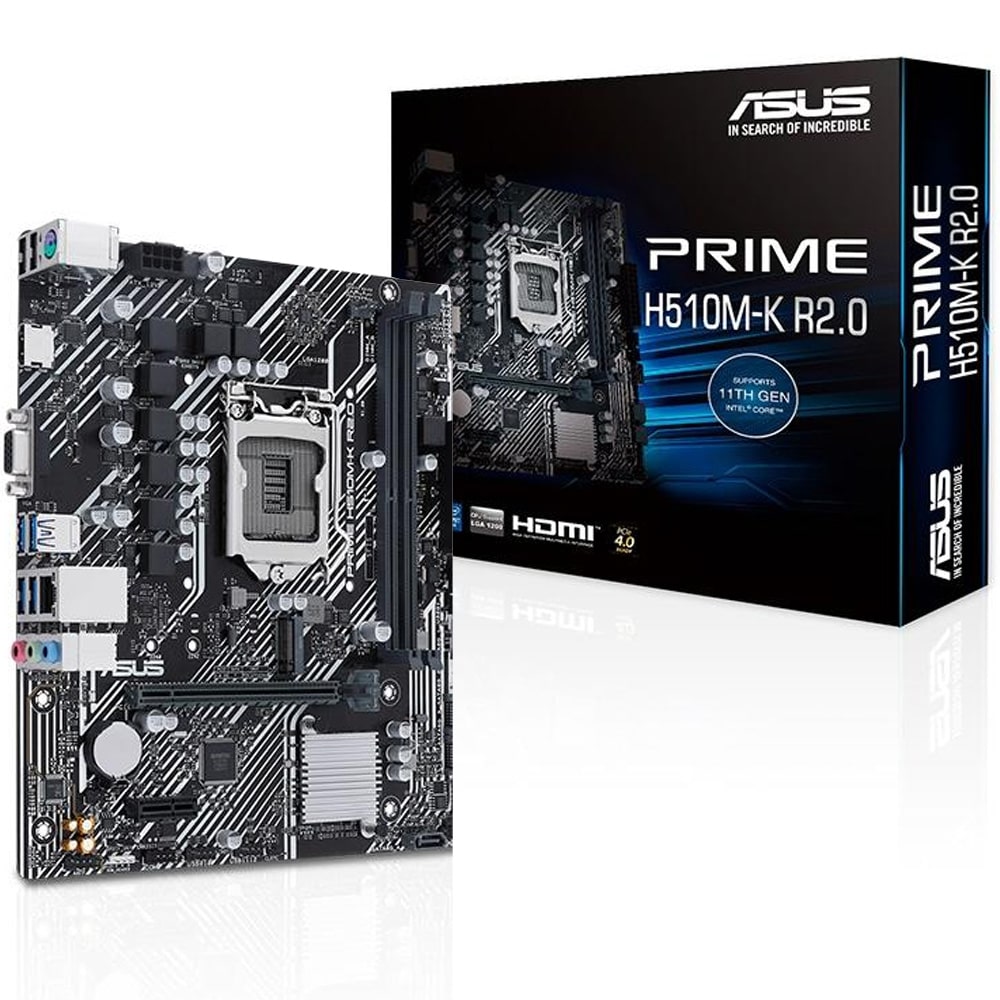 Placa Mãe Asus PRIME H510M-K R2.0, INTEL, H470, mATX, DDR4 - 90MB1E80-C1BAY0