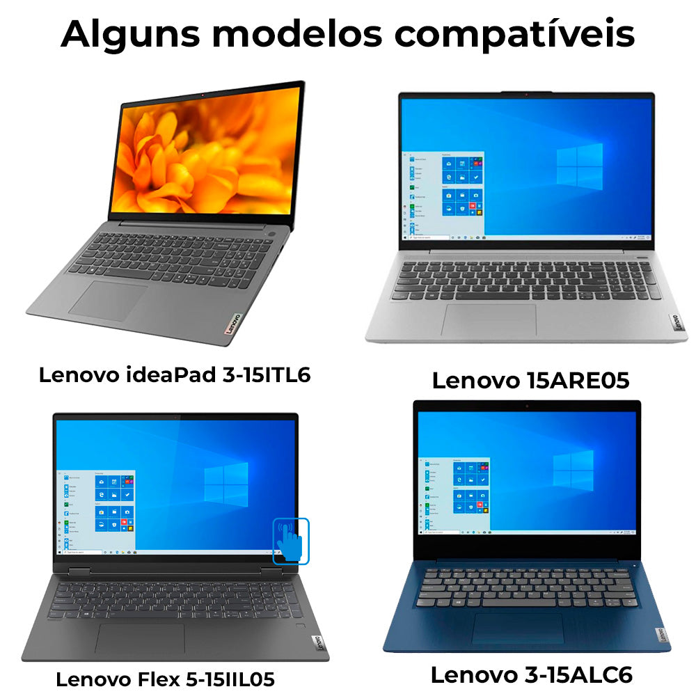 Teclado Para Notebook Compatível Com Lenovo Ideapad 3-15itl6 Cinza, BR-ABNT2 - Sem Moldura