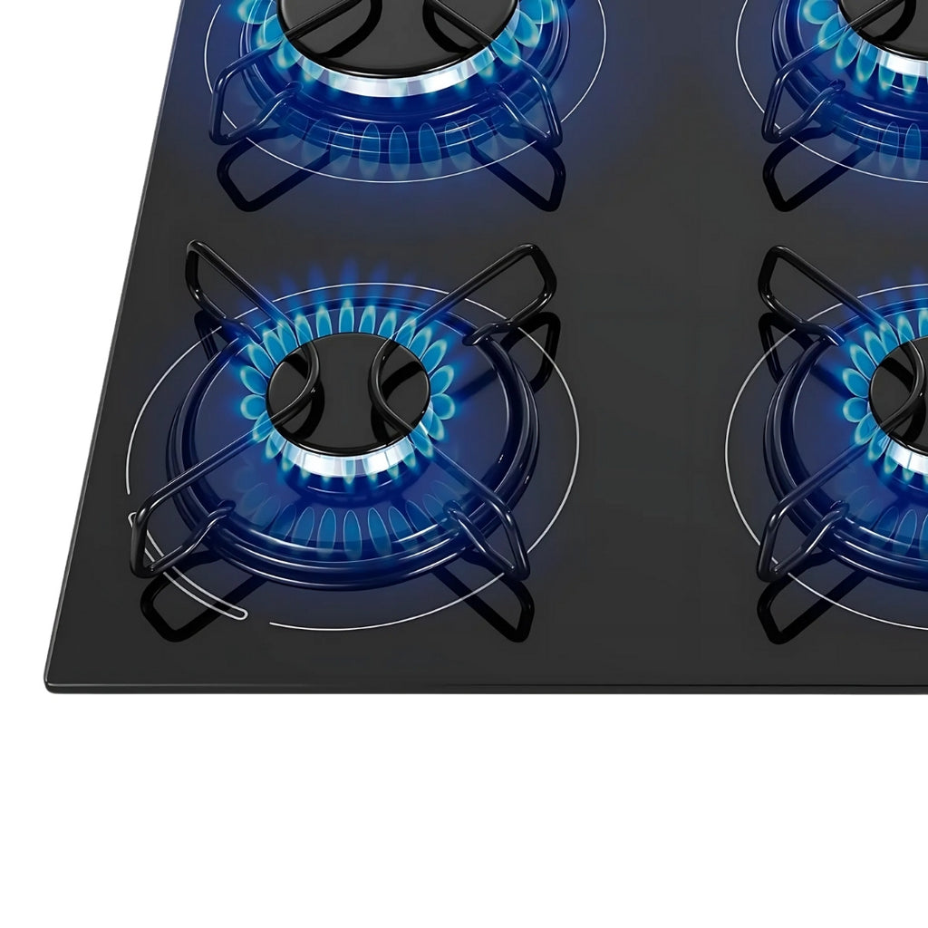 Cooktop 5 Bocas a Gás GLP Mondial CTG-02, Vidro Temperado Preto, Acendimento Automático, Bivolt