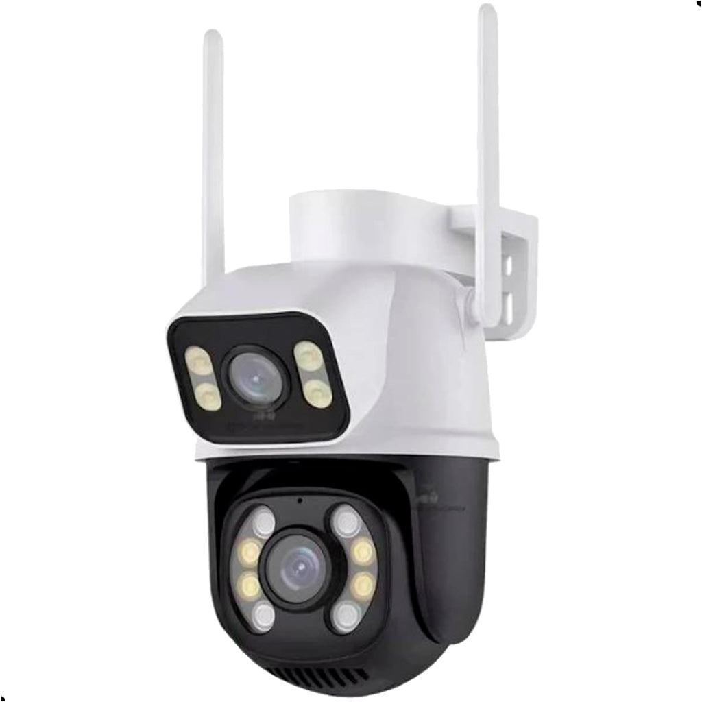 Câmera de Segurança Lente Dupla, Giratória, Wi-Fi, Visão Noturna, Sensor IR, Aúdio Bidirecional, Aplicativo ICSEE, A-28