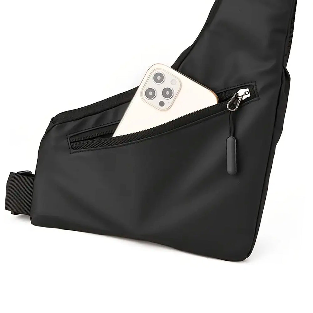 Bolsa Transversal, Slim Bag, 3 Bolsos, Peito E Ombro. Unissex, Resistente e Elegante - Cinza