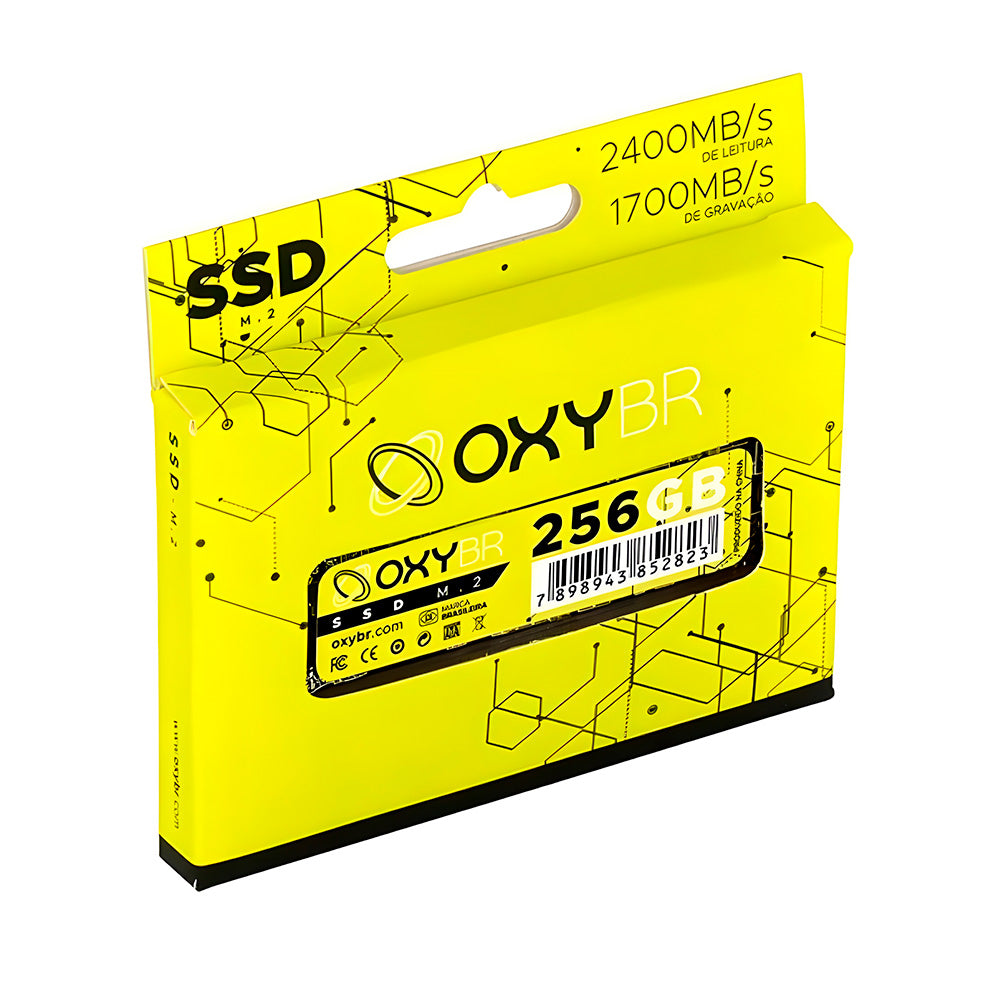 SSD M.2 NVMe 256GB OxyBR, Leitura 2.400MB/s, Gravação 1.700MB/s, OXYBRNVME4/256, 3D NAND TLC, S.M.A.R.T