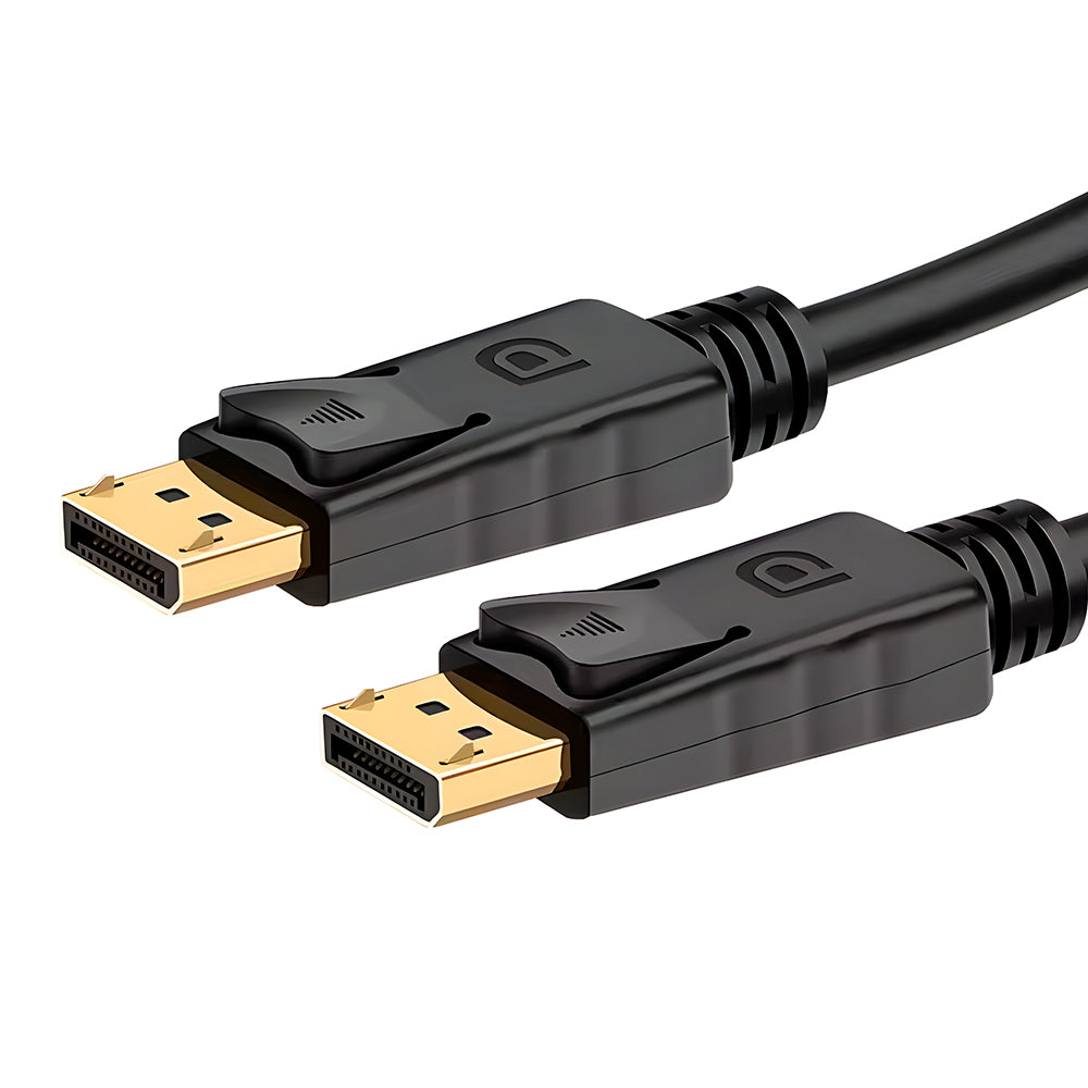Cabo Displayport (Macho) Para Displayport (Macho) 4K, Cabo 1.8 Metros, Banhado a Ouro, Preto