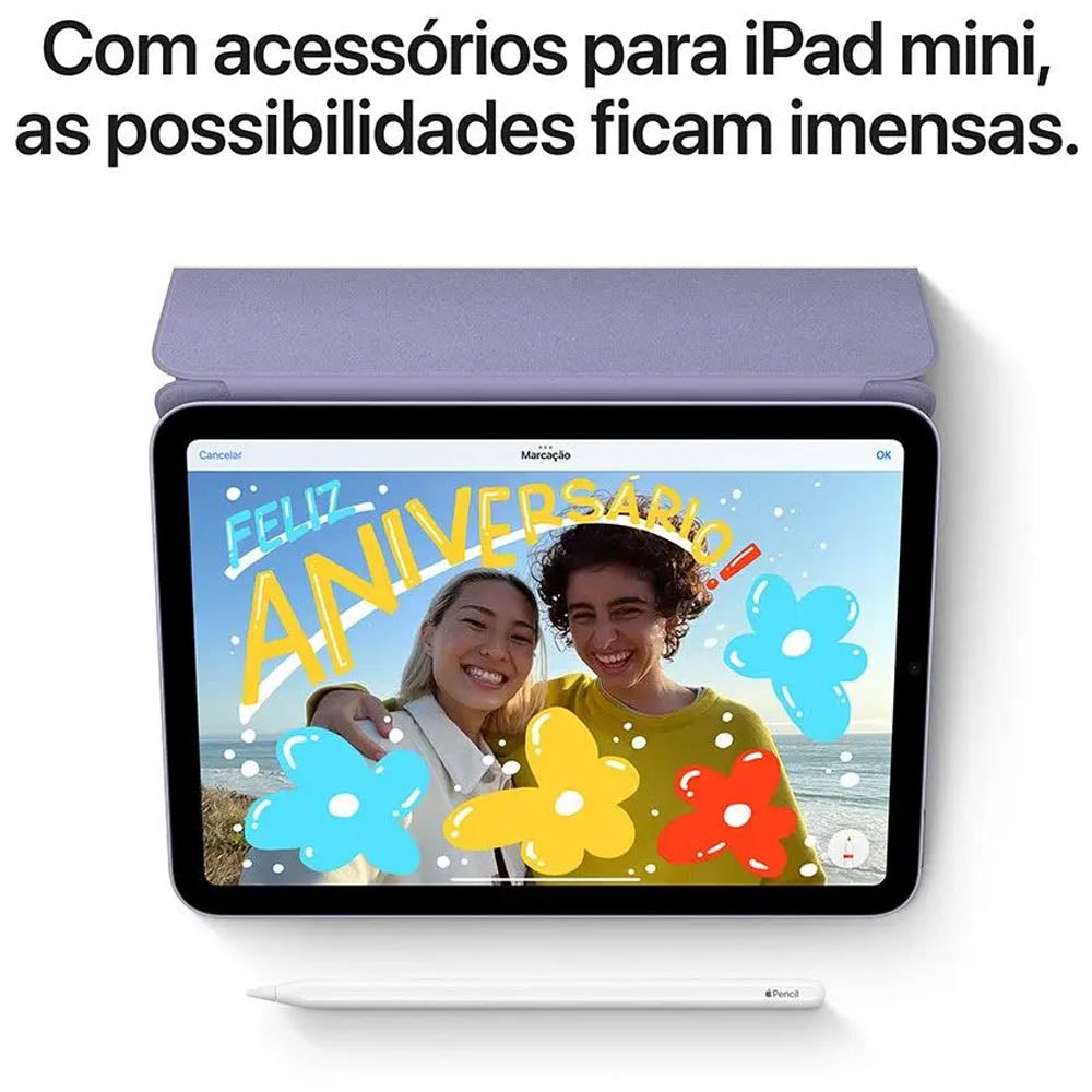 iPad Apple Mini, 6ª Geração, A15 Bionic, Tela 8.3'', Wi-Fi, 256GB, Luz das Estrelas, MK7V3BZ/A