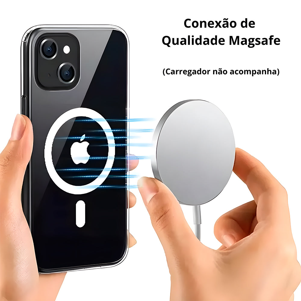 Capa Transparente, Com Suporte Para Carregamento Magnético, Para iPhone 13