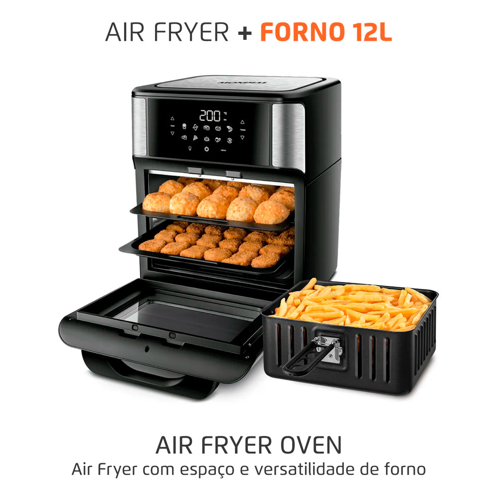 Fritadeira Air Fryer Forno Oven 12 Litros, Mondial, Preto/Inox, 2000W, - AFON-12L-BI, 220V