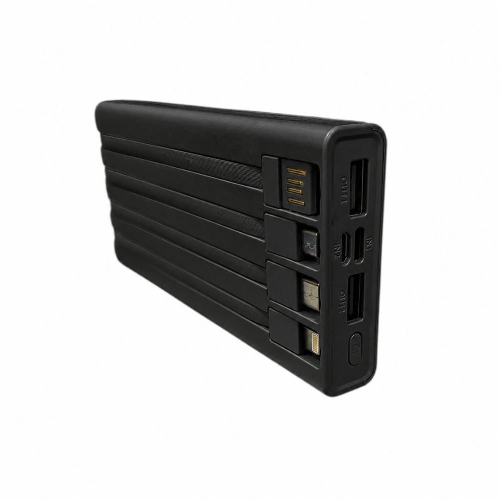 Carregador Portátil Power Bank 10000mAh 5 em 1, 4 Saídas - UBS1, UBS2, Lightning, USB-C, V8, Preto, It-Blue Max-0560