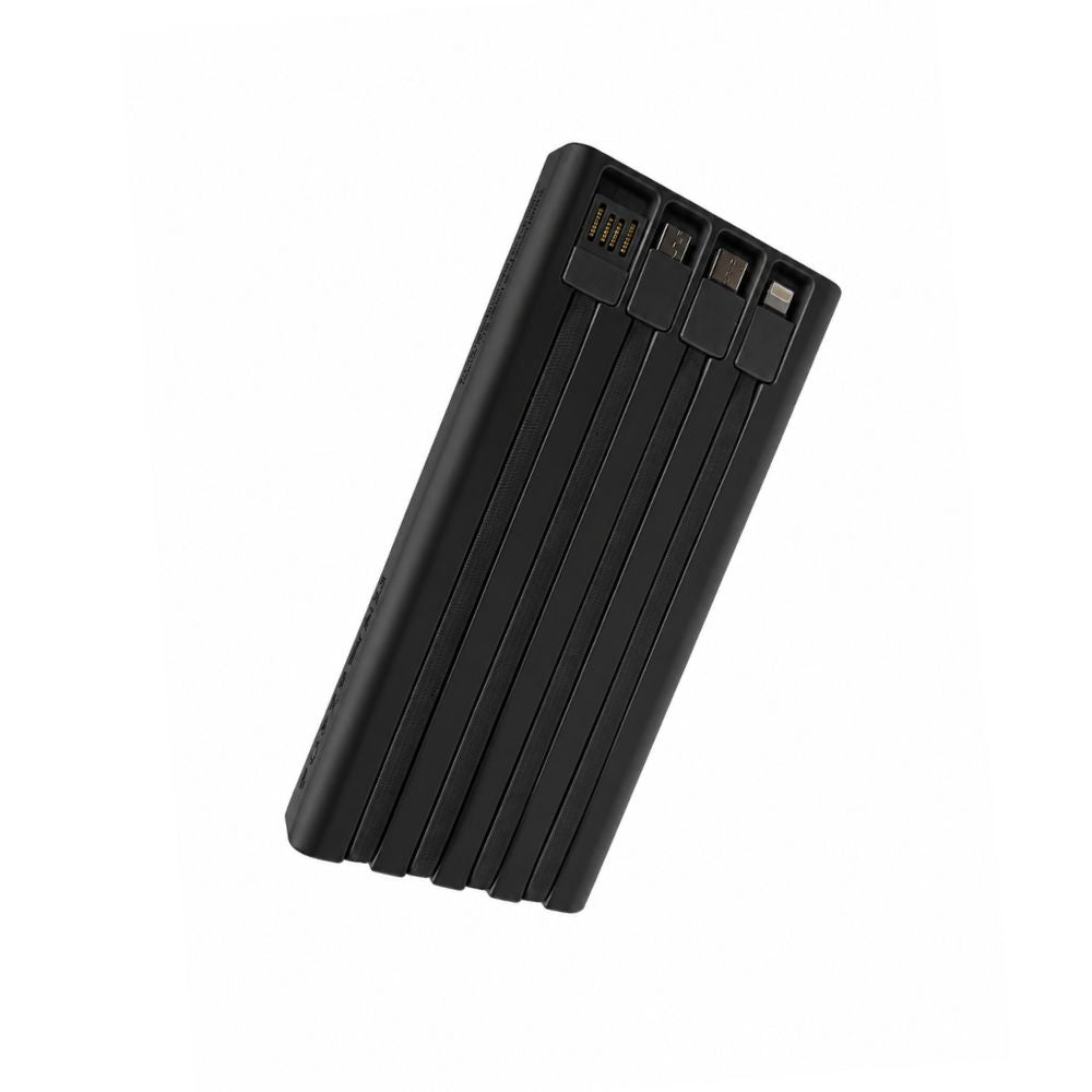 Carregador Portátil Power Bank 10000mAh 5 em 1, 4 Saídas - UBS1, UBS2, Lightning, USB-C, V8, Preto, It-Blue Max-0560