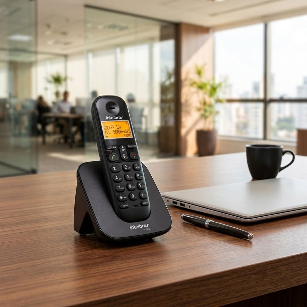 Telefone Sem Fio Intelbras TS 3110 Preto, Com Visor Luminoso e Com Identificação de Chamadas