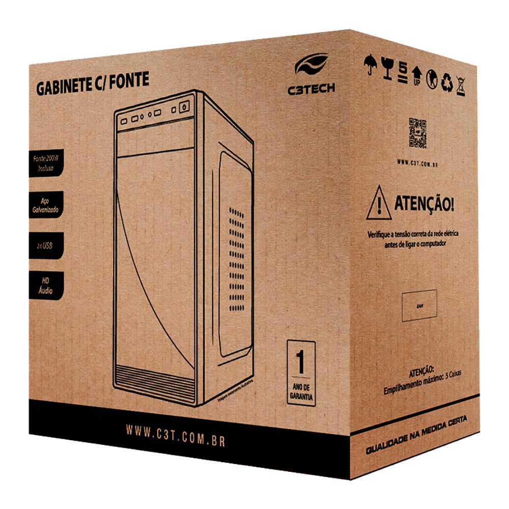 Gabinete Micro ATX MT-33BK Com Fonte 200W C3Tech