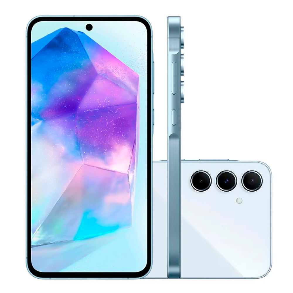Smartphone Samsung Galaxy A55 RAM 8GB 256GB 5G, Câmera Tripla 50MP + Selfie 32MP, Tela 6.6''- Azul Claro