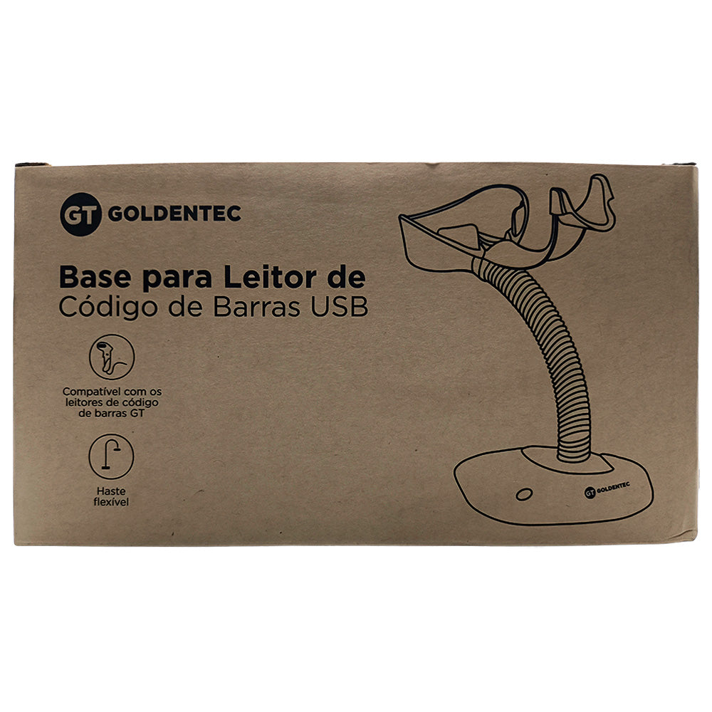 Suporte Base Para Leitor de Código de Barras, Goldentec, Haste Flexível, Preto, GT-63884
