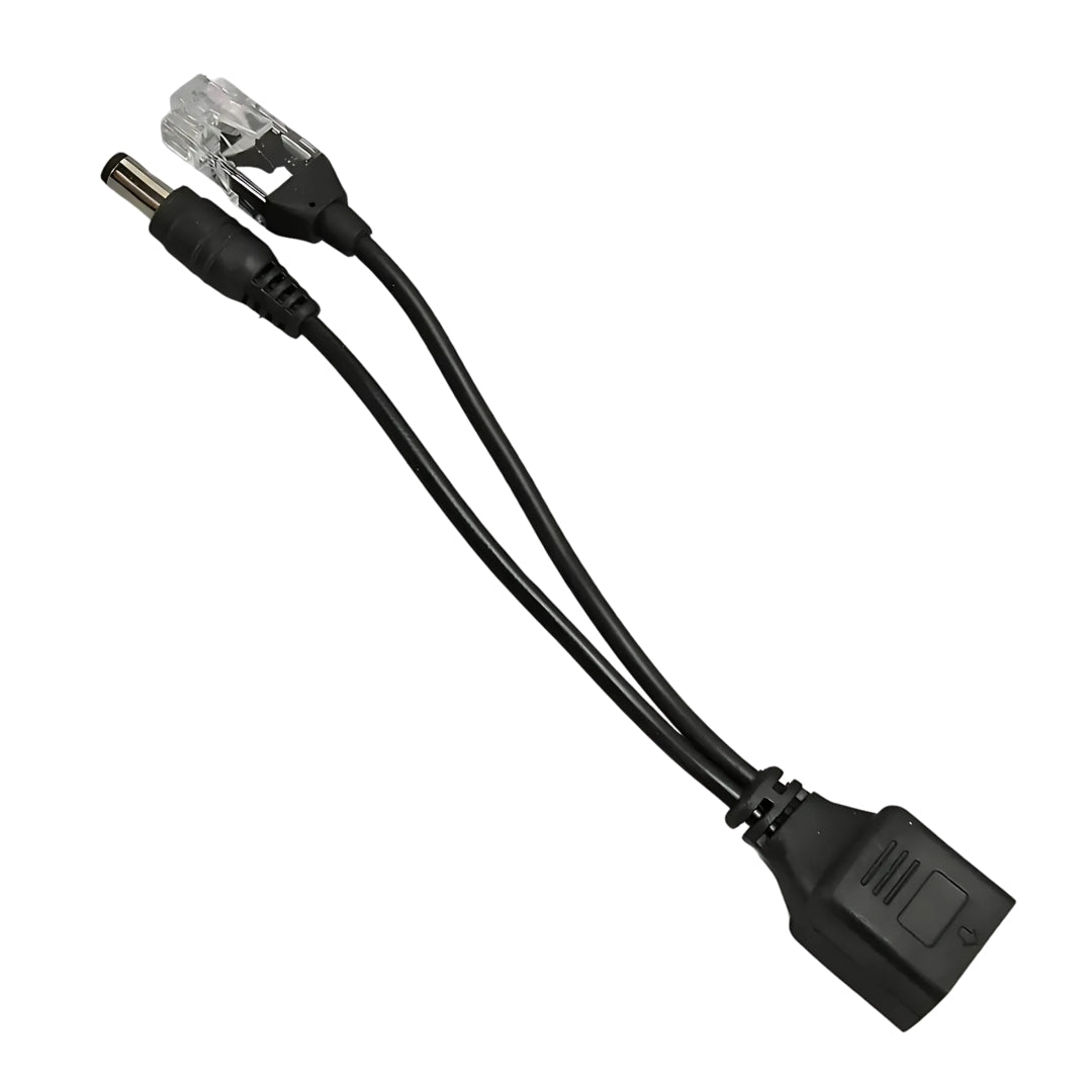 Adaptador de Cabo Injetor PoE, Separador RJ45, Par Macho e Fêmea, MB - Preto