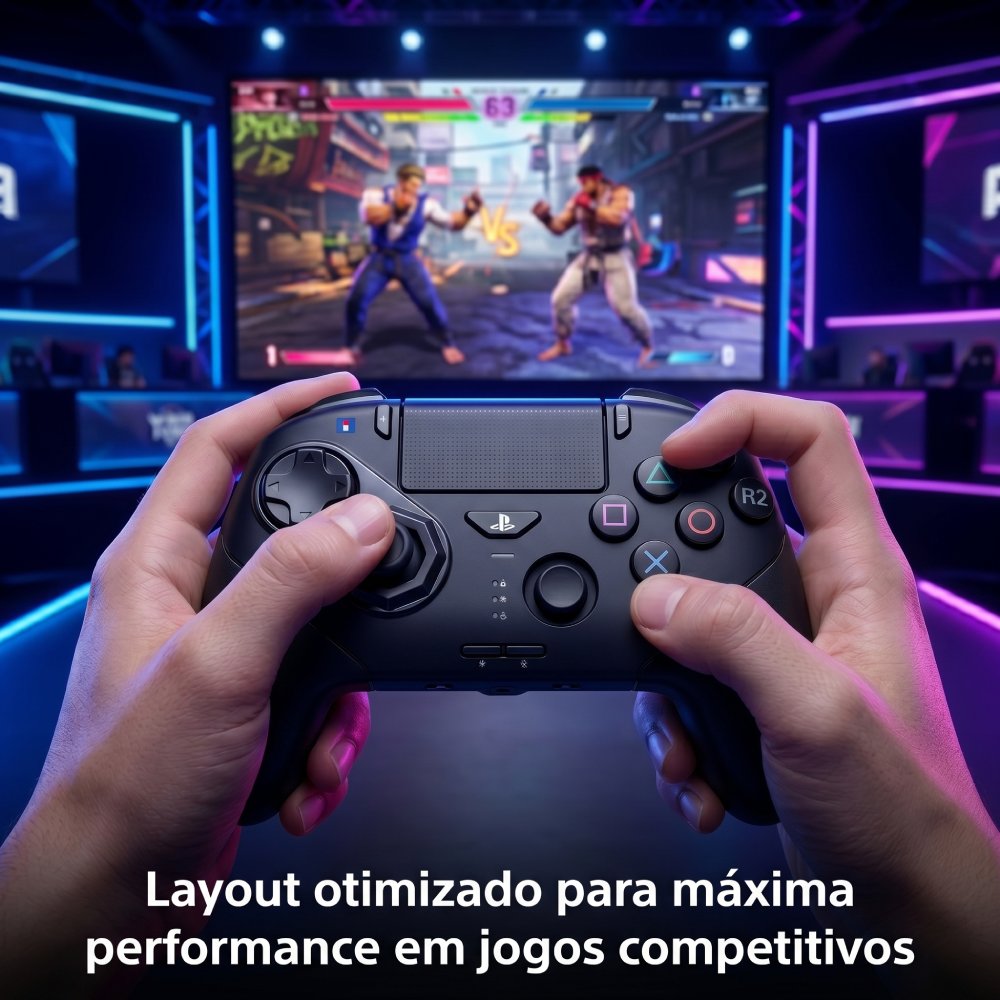 Controle Sem Fio PS5 e PC Hori Fighting Commander Octa Pro - Analógico 8 Posições (SPF-040U, Preto)