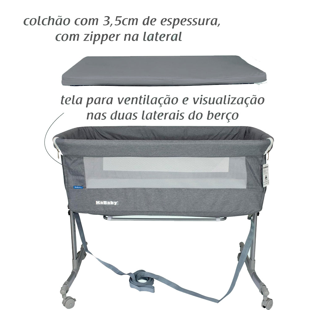 Berço Portátil Moisés Co-bed Cinza Kababy 9 Posições