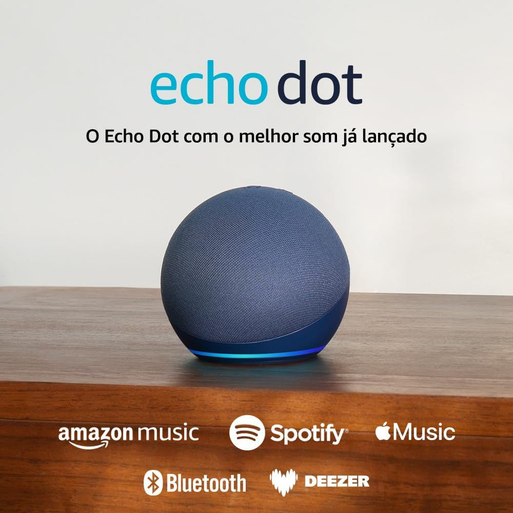 Echo Dot 5ª Geração Smart Speaker com Alexa, Inteligência Artificial, Bluetooth, Alto-Falante Inteligente, Azul-marinho