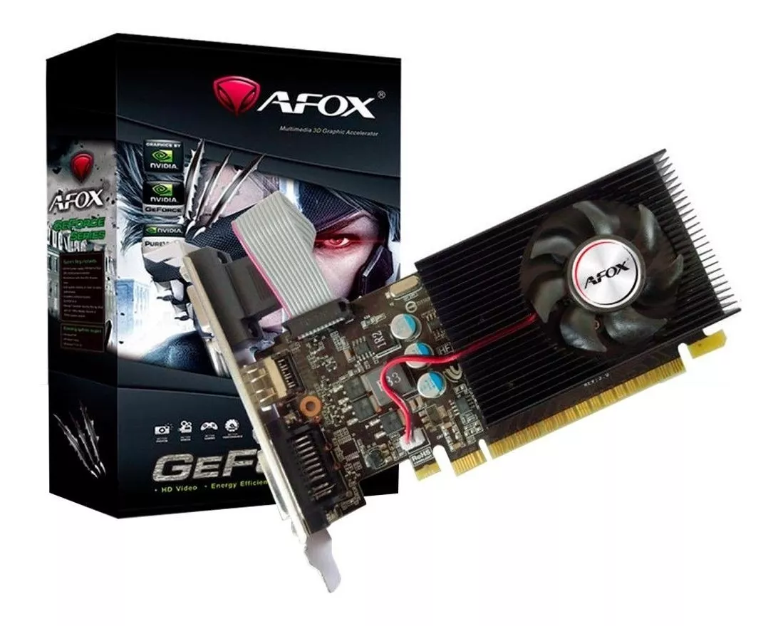 Placa De Vídeo Afox GT-630 2gb Ddr3 - 64bit  1 Fan  Hdmi  Dvi Vga - Af630-2048d3l1