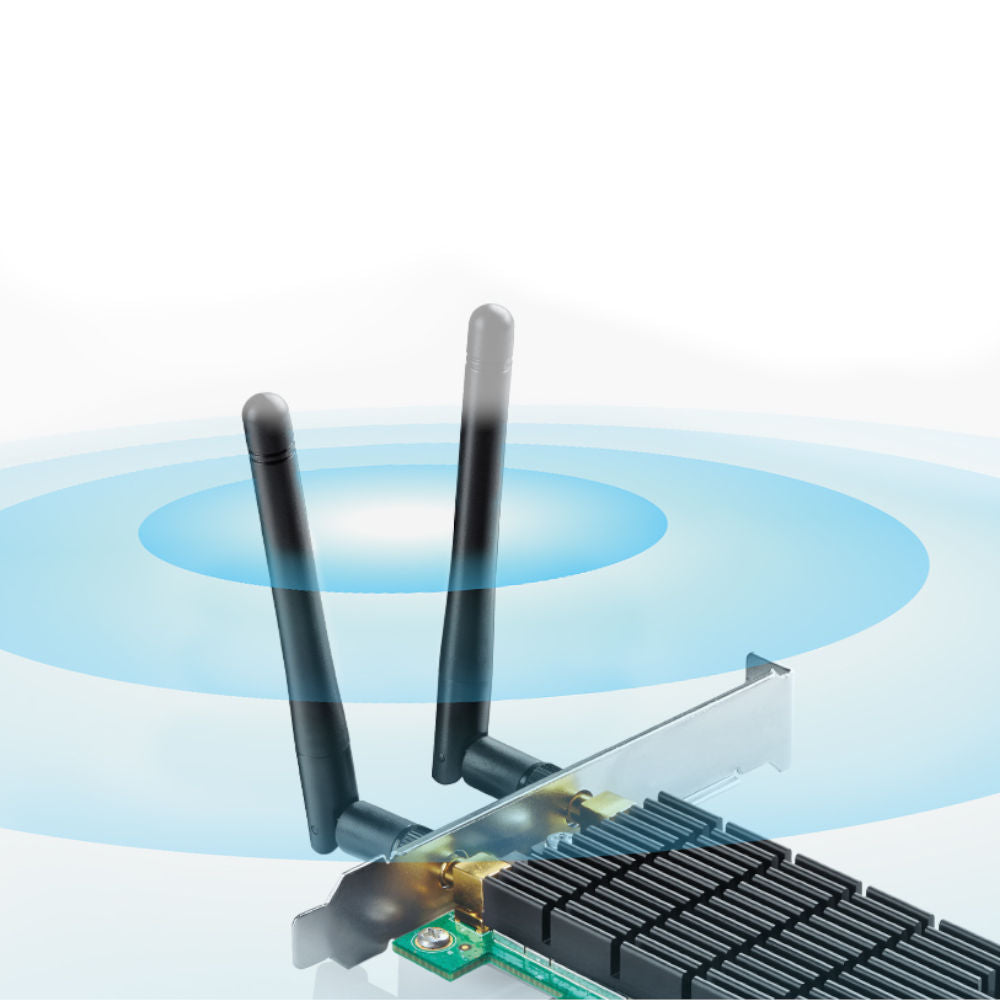 Placa PCI Express TP-Link Archer T6E AC1300 Dual Band Wireless 802.11ac 867Mbps 5GHz 400Mbps 2.4GHz Antenas Externas