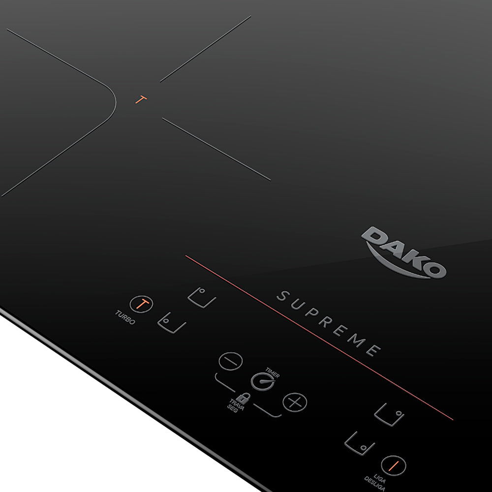 Fogão Cooktop de Indução 4 Bocas Preto com Trava de Segurança Dako Supreme 220V