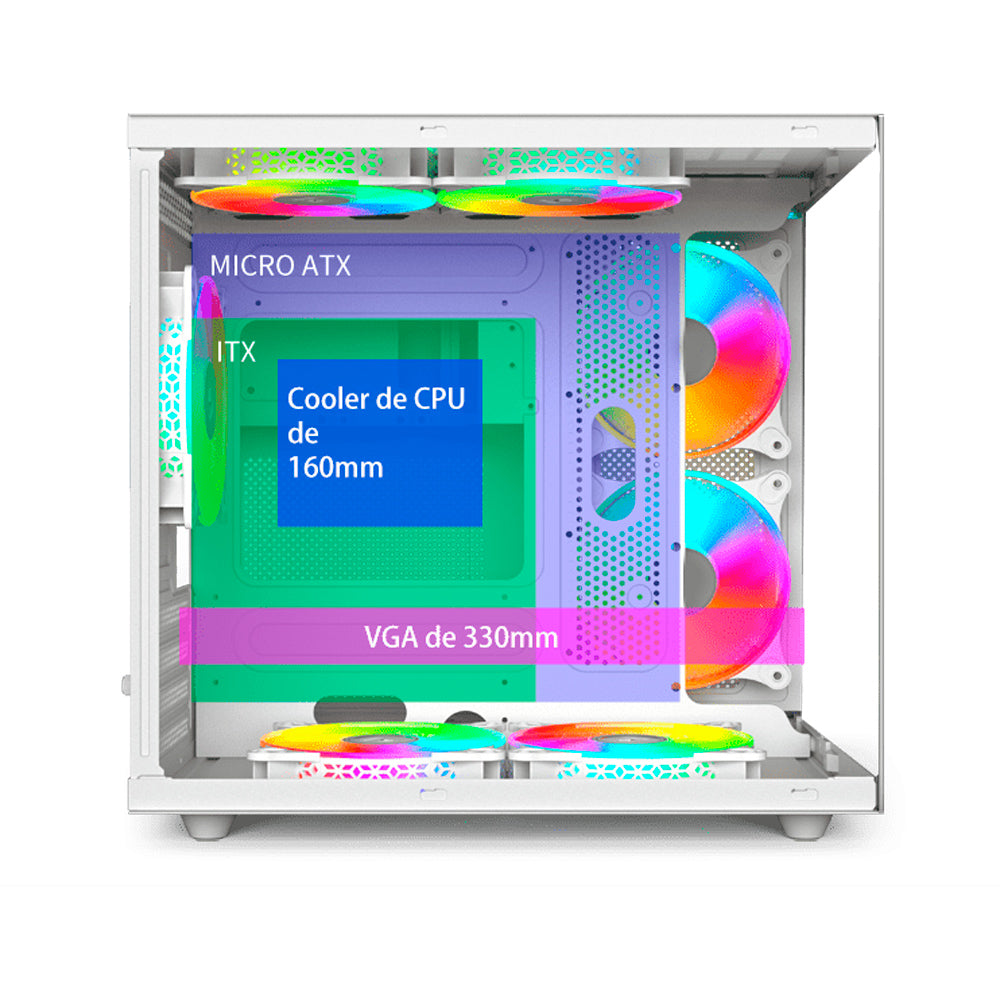 Gabinete Gamer C3Tech Gaming Aquarius MT-G810WH, Mini Tower, Micro ATX, Lateral em Vidro Temperado, Branco - MT-G810WH
