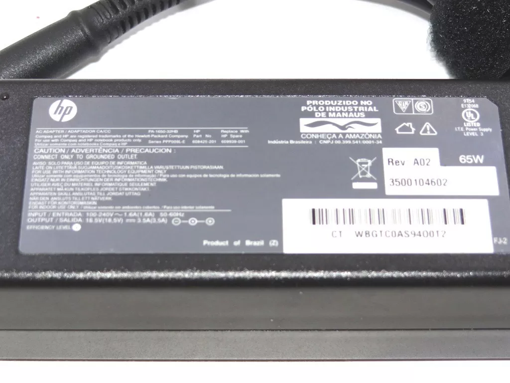 Fonte Notebook Hp 18,5v 3,5a Pa 1650 Original - Usd