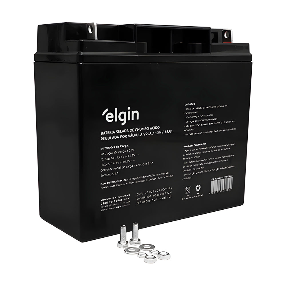 Bateria Selada de Chumbo, Elgin VRLA 12V, 18AH, Para Nobreak