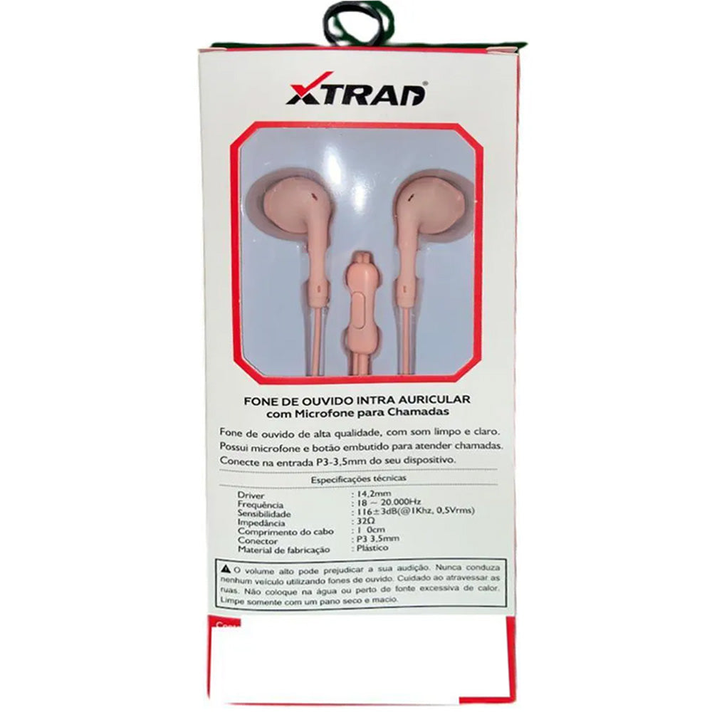 Fone De Ouvido Estéreo Com Microfone Xtrad Rosa- LC-857