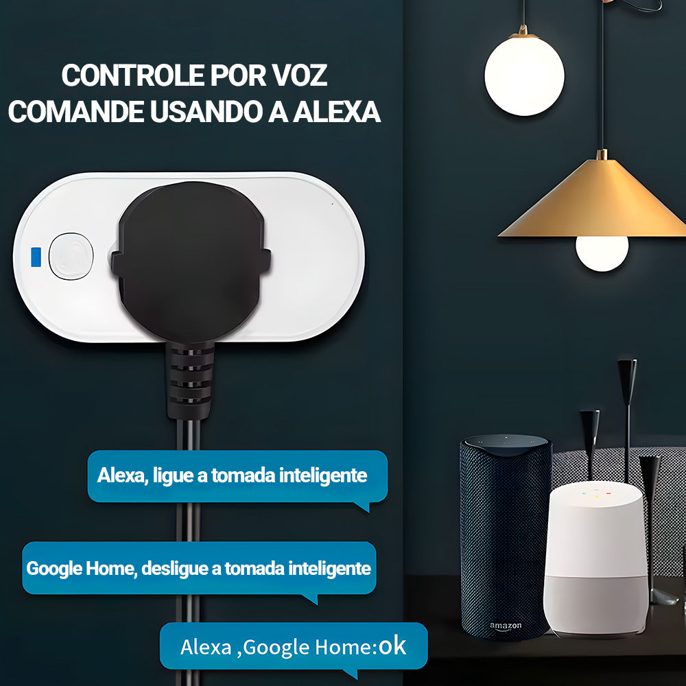 Plug de Tomada Inteligente, Zigbee 3.0, Padrão Brasileiro, 16A, Compatível Com Alexa, Google Home, SmartThings, Branco