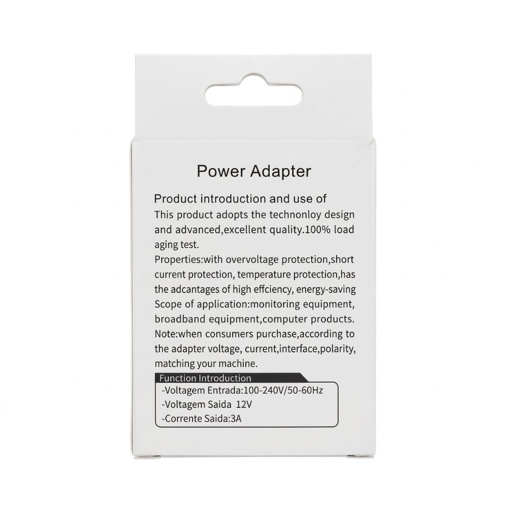 Adaptador Fonte De Energia 12v 3a, Aoweixun Fonte de Alimentação Aoweixun 12V 3A Adaptador de Energia Bivolt para CFTV,