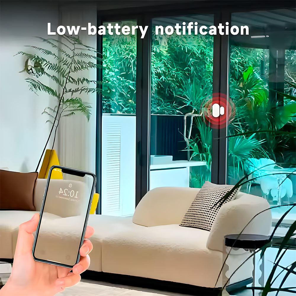 Sensor Magnético de Abertura, Zigbee 3.0, Para Portas e Janelas, Controle Por Aplicativo, Branco