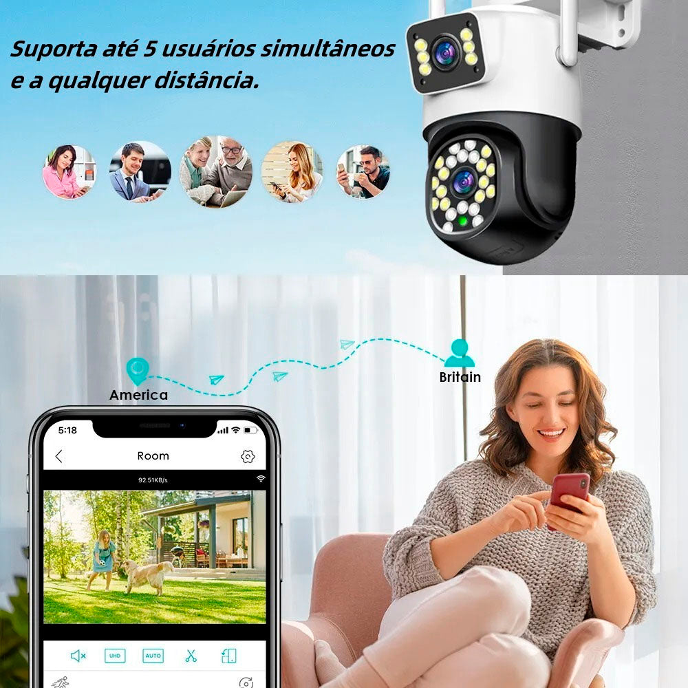 Câmera De Segurança Dupla IP Wi-Fi, Giratória, Visão Noturna, P2P, BD-JQ968AH, Detecção Facial, Youosee, 4MP, 12V/2A 3.6