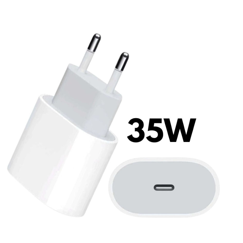 Fonte Carregadora USB-C 35W Compatível iPhone 15 Pro Max, iPad, Apple Watch e AirPods – Branco