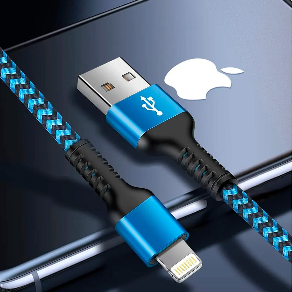 Cabo De Dados e Carregamento Turbo Para iPhone, USB Para Lightning Compatível, 1 Metro, Azul - Relog's