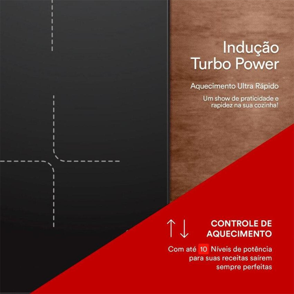 Cooktop de Indução 4 Bocas EOS com Painel Touch Preto 7200W ECI04EP3 220V