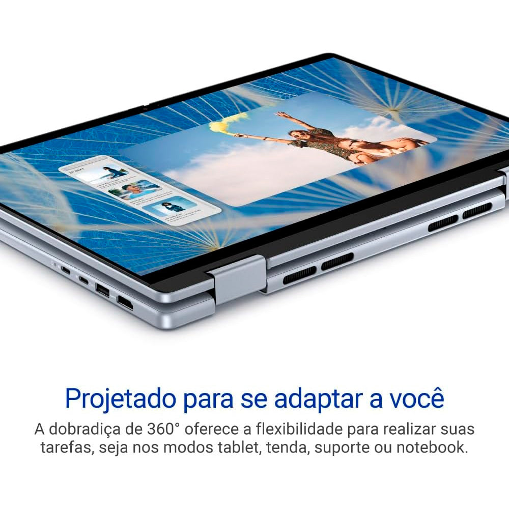 Notebook 2 em 1 Dell Inspiron 2IN1-I1300-A30 14" FHD+ Touch Intel Core i5 16GB 512GB SSD Windows 11 Prata Gelo